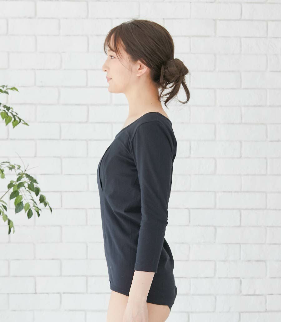 シンプル穴あき（七分袖） 授乳用インナー | 授乳服・マタニティウェア