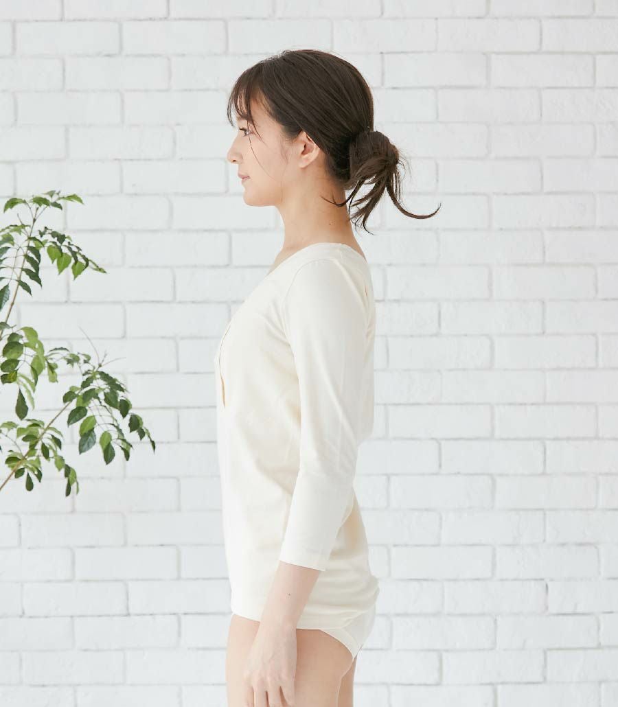 シンプル穴あき（七分袖） 授乳用インナー | 授乳服・マタニティウェア