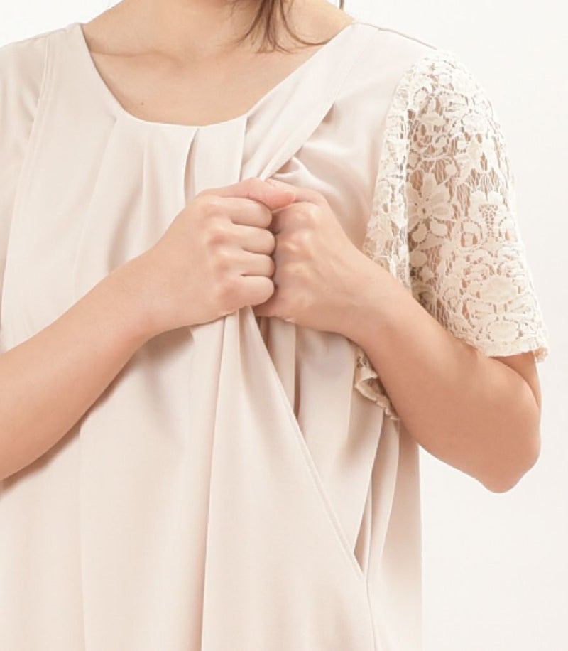 ジョーゼットワンピ 授乳服　マタニティ服 日本製【授乳服・マタニティウェア・授乳ブラ】