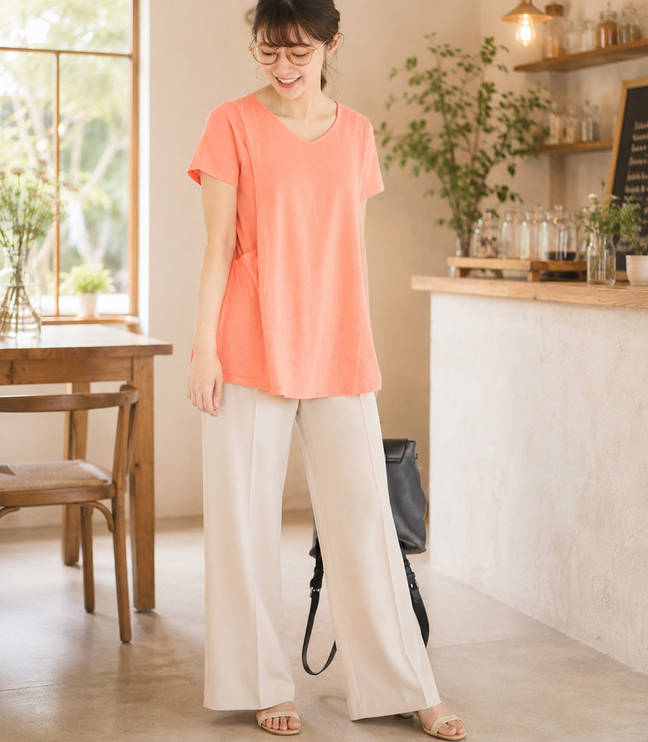 アウトレット特別価格】CARINO-DT チュニックショートスリーブ 授乳服