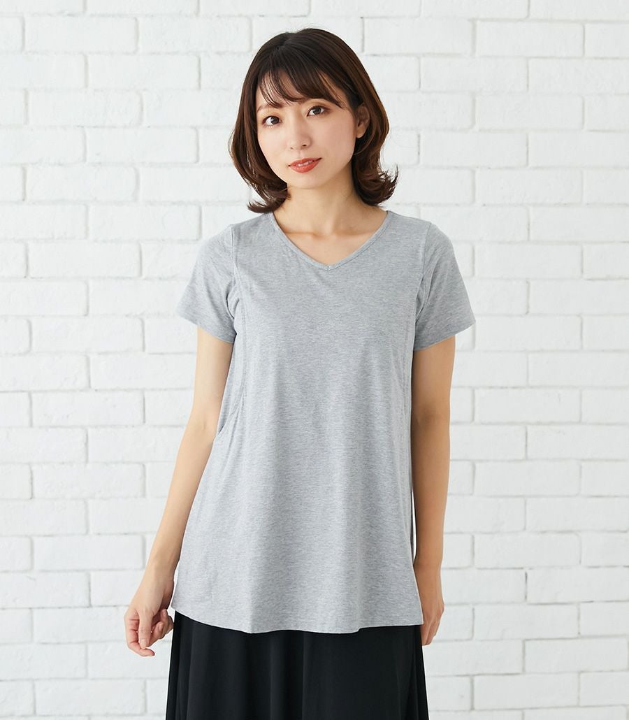CARINO-DT　チュニックショートスリーブ 授乳服 日本製【授乳服・マタニティウェア・授乳ブラ】