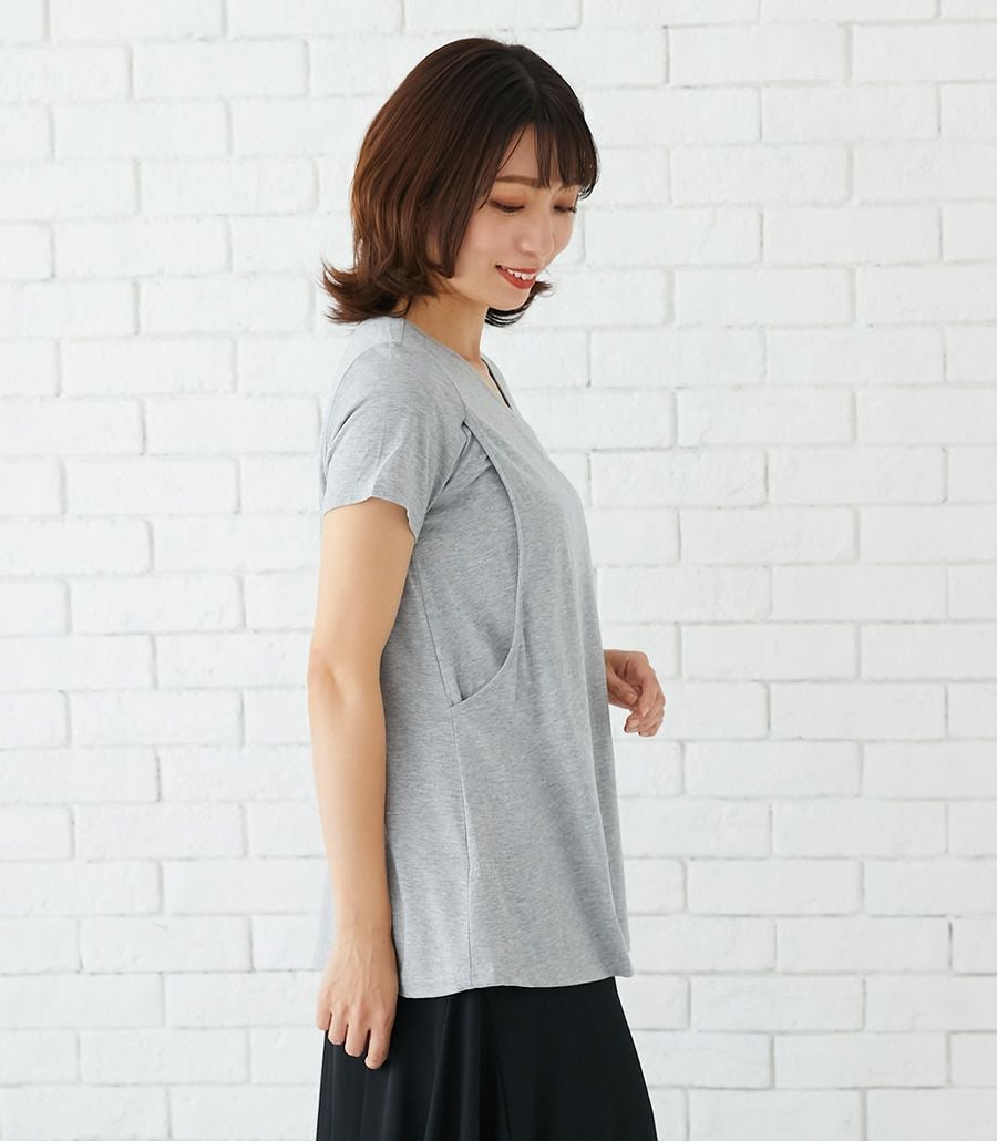 アウトレット特別価格】CARINO-DT チュニックショートスリーブ 授乳服