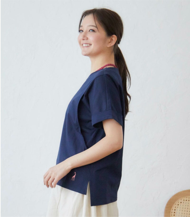 プレーリーＶネック オーガニック<br>授乳服 マタニティ服 日本製【授乳服・マタニティウェア・授乳ブラ】