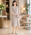 リボンスリーブワンピース 授乳服 マタニティ服 フォーマル授乳服 日本製【授乳服・マタニティウェア・授乳ブラ】