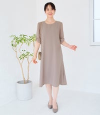 リボンスリーブワンピース 授乳服 マタニティ服 フォーマル授乳服 日本製【授乳服・マタニティウェア・授乳ブラ】