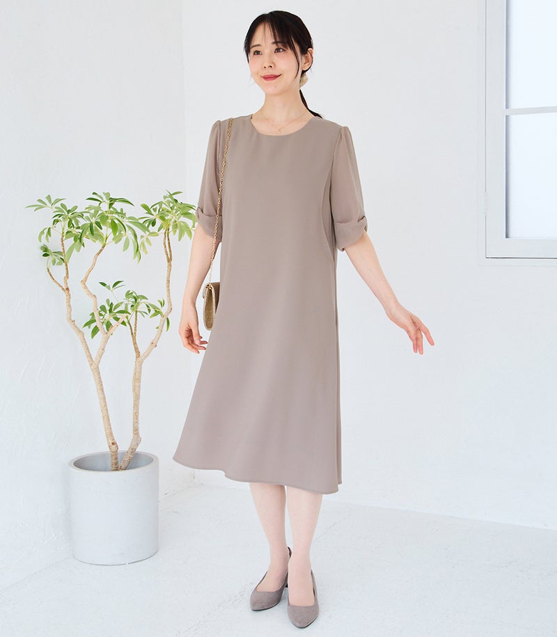 リボンスリーブワンピース 授乳服 マタニティ服 フォーマル授乳服 日本製【授乳服・マタニティウェア・授乳ブラ】