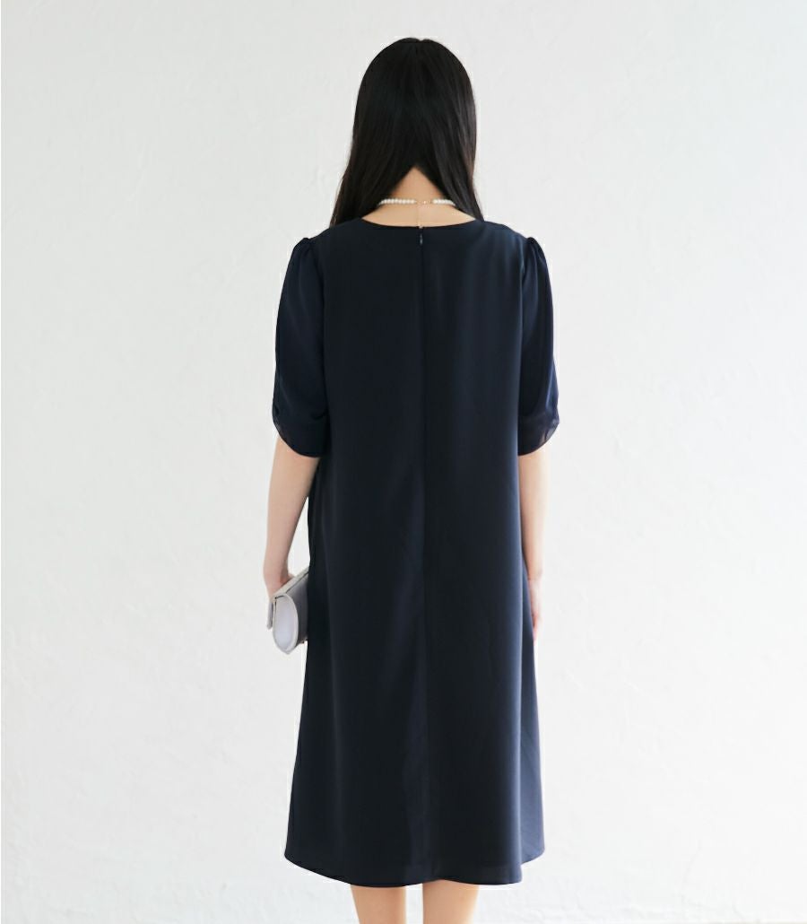 上品で落ち着いた雰囲気のワンピ/リボンスリーブワンピース 授乳服