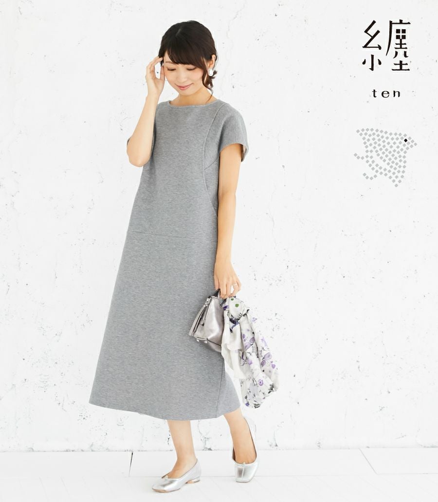 変わり袖切替ワンピース 授乳服 日本製 授乳服 マタニティ服 matohu ま