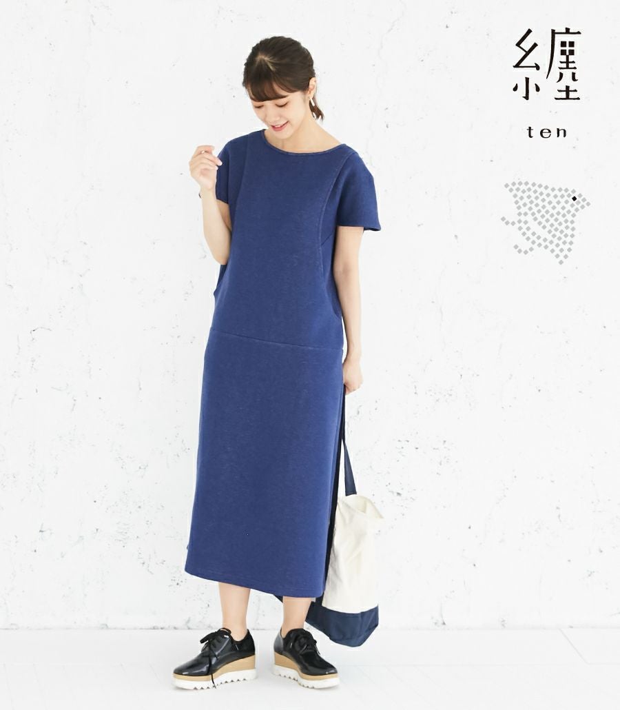 変わり袖切替ワンピース 授乳服 日本製 授乳服 マタニティ服 matohu ま