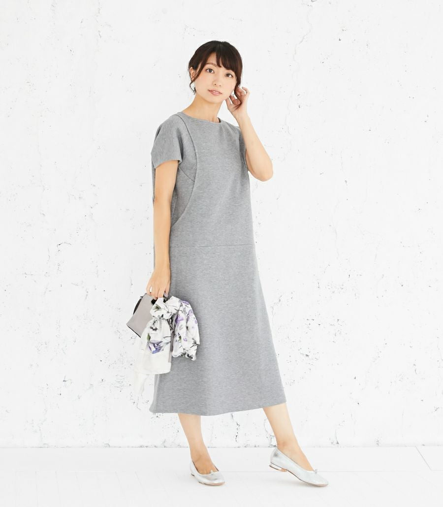 変わり袖切替ワンピース 授乳服 日本製 授乳服 マタニティ服 matohu ま