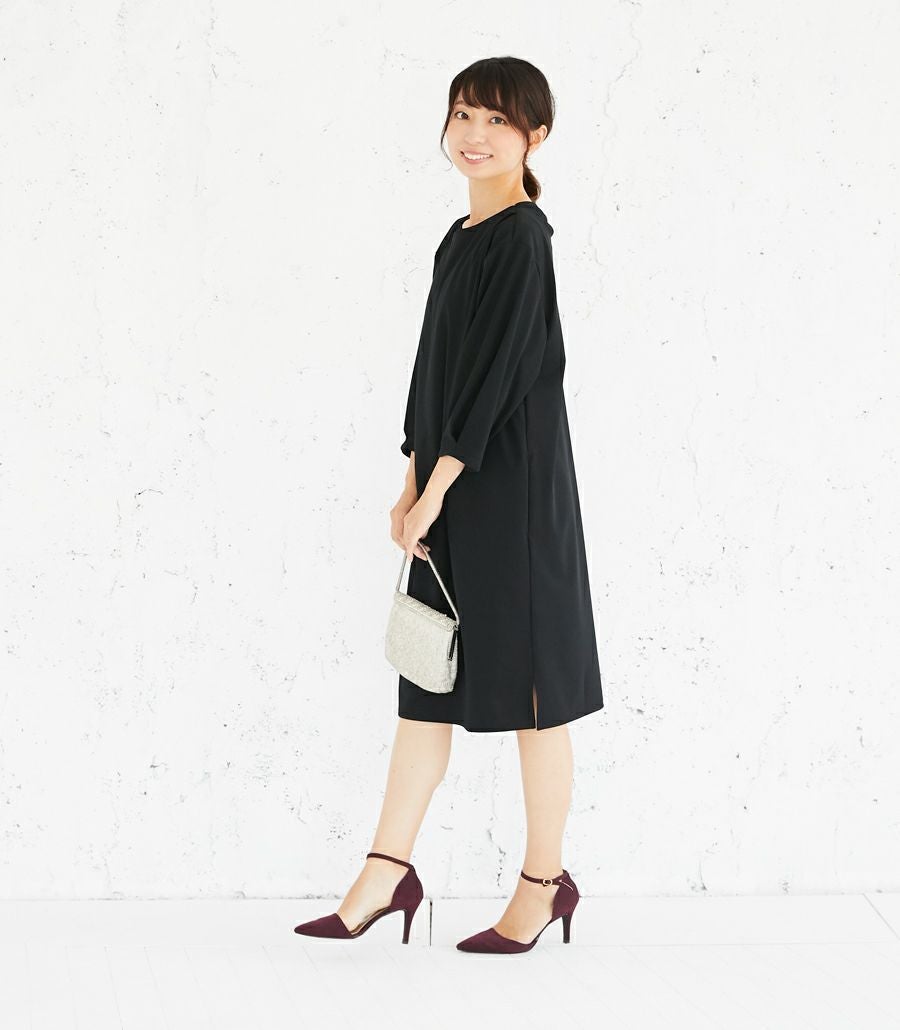 【会員様限定レンタル】バックリボンワンピース  フォーマル授乳服 日本製【授乳服・マタニティウェア・授乳ブラ】