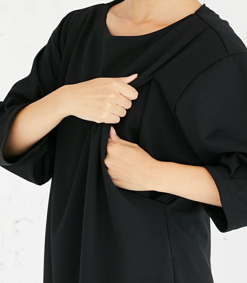 【会員様限定レンタル】バックリボンワンピース  フォーマル授乳服 日本製【授乳服・マタニティウェア・授乳ブラ】