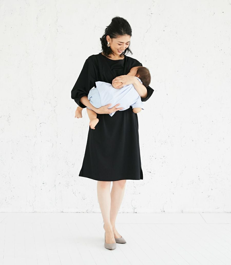 【会員様限定レンタル】バックリボンワンピース  フォーマル授乳服 日本製【授乳服・マタニティウェア・授乳ブラ】