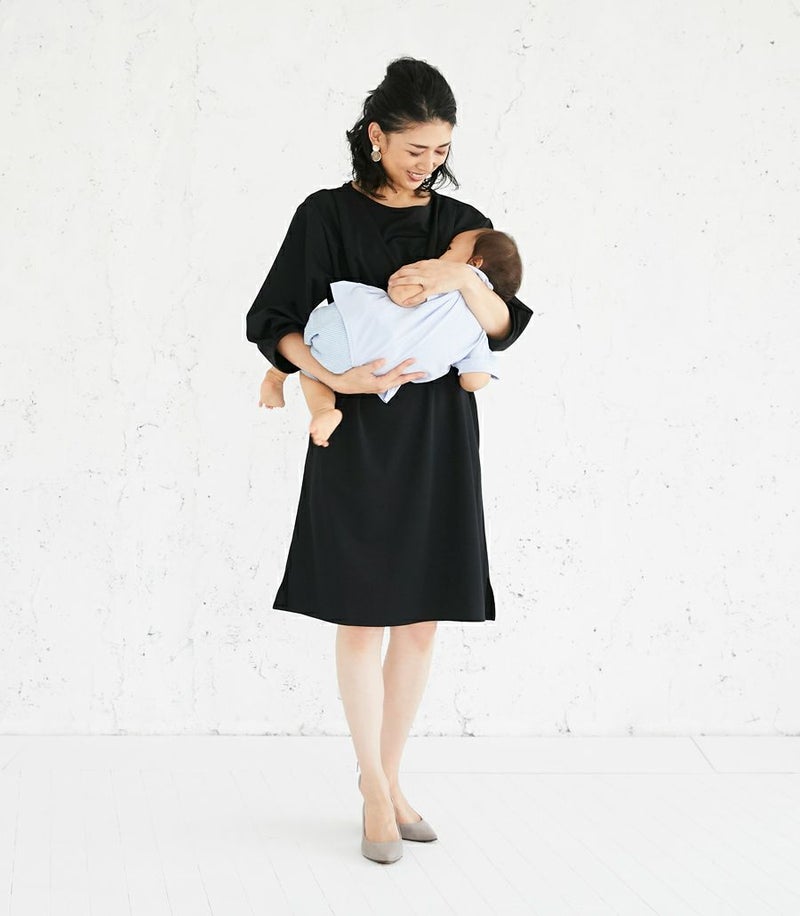 【会員様限定レンタル】バックリボンワンピース  フォーマル授乳服 日本製【授乳服・マタニティウェア・授乳ブラ】