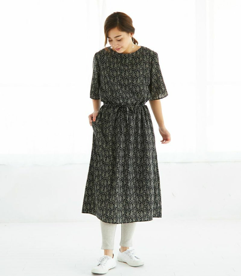 フラワーギャザーワンピース 授乳服 マタニティ服 日本製