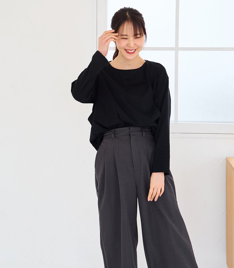CARINO ベーシックT（長袖） 授乳服 日本製【授乳服・マタニティウェア・授乳ブラ】