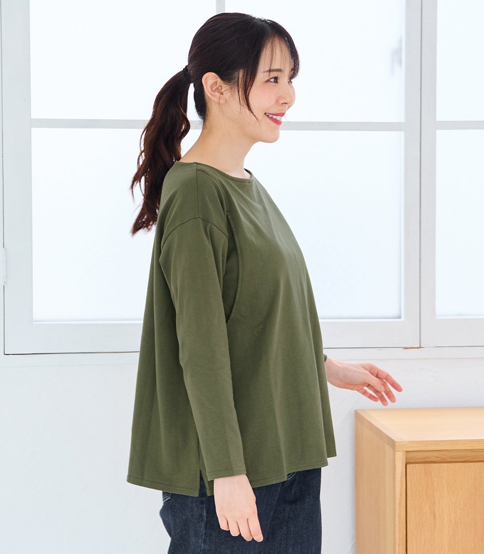 CARINO ベーシックT（長袖） 授乳服 日本製【授乳服・マタニティウェア・授乳ブラ】