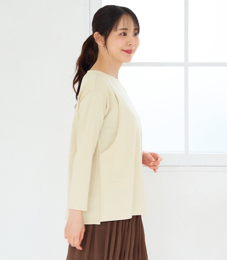 CARINO ベーシックT（長袖） 授乳服 日本製【授乳服・マタニティウェア・授乳ブラ】