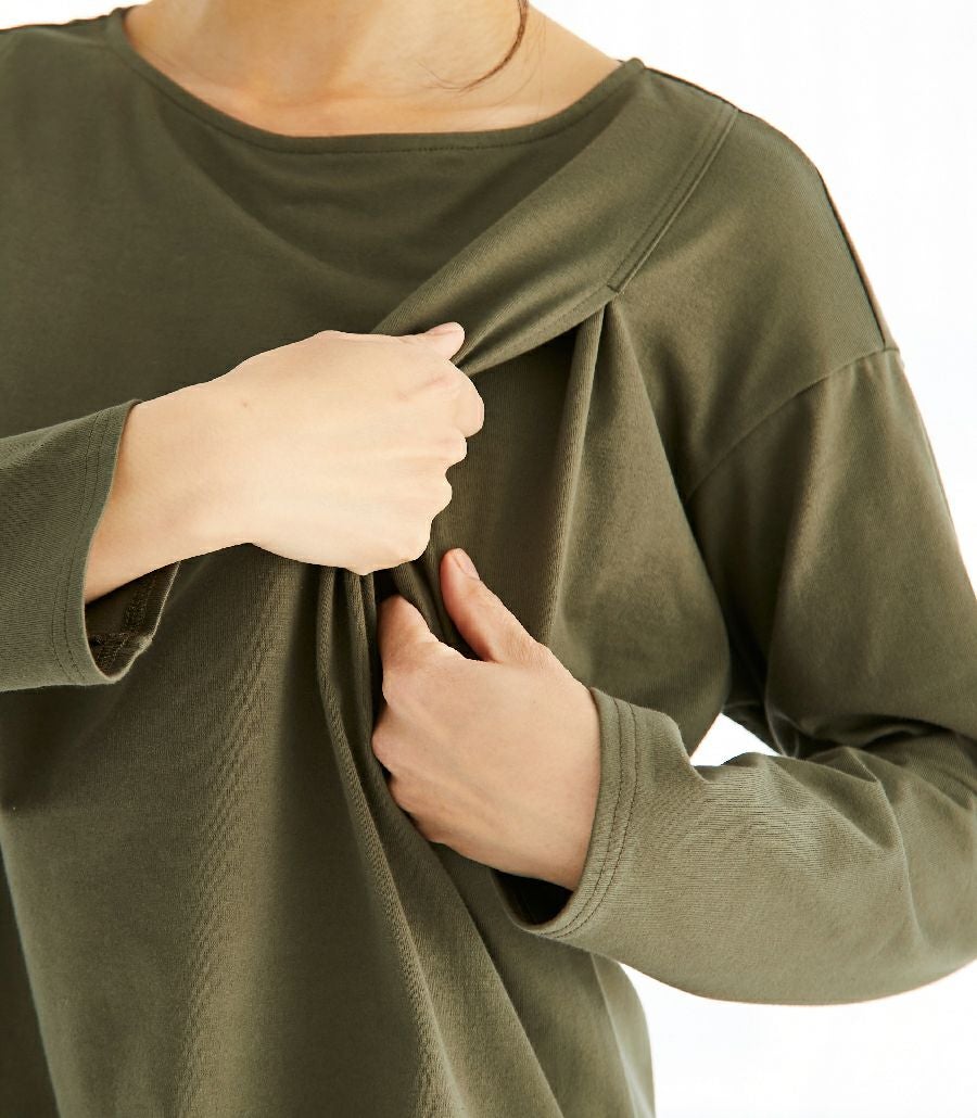 毎日着たくなる着心地/CARINO ベーシックT（長袖） 授乳服 日本製