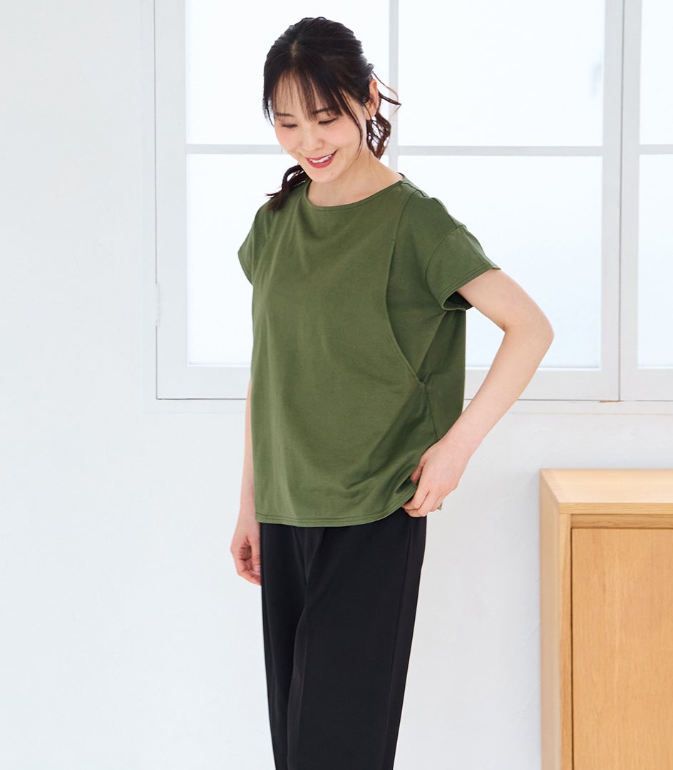 CARINO ベーシックT（半袖） 日本製【授乳服・マタニティウェア・授乳ブラ】