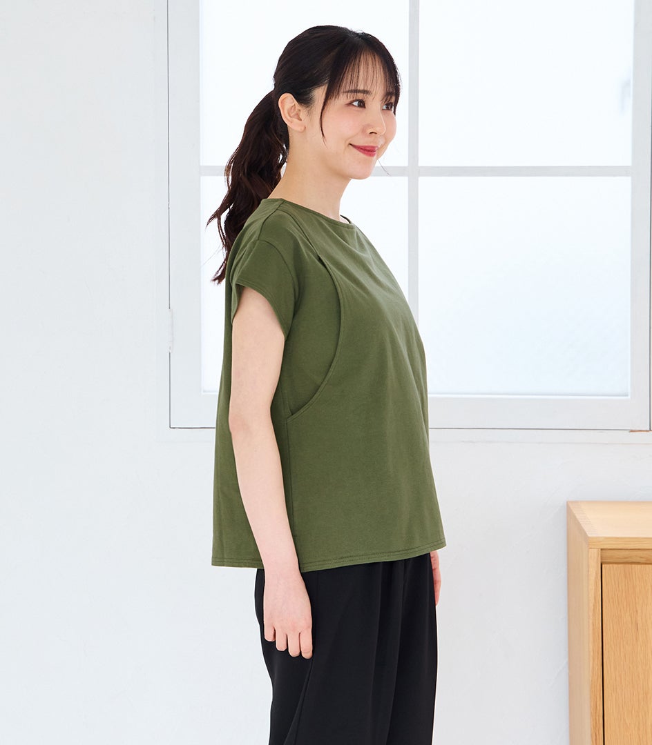 CARINO ベーシックT（半袖） 日本製【授乳服・マタニティウェア・授乳ブラ】