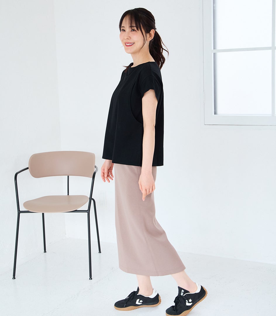 CARINO ベーシックT（半袖） 日本製【授乳服・マタニティウェア・授乳ブラ】