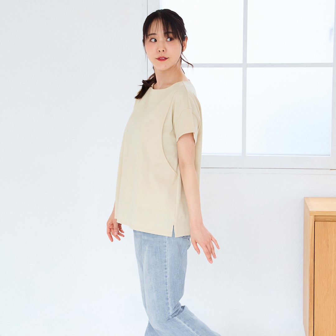 CARINO ベーシックT（半袖） 日本製【授乳服・マタニティウェア・授乳ブラ】