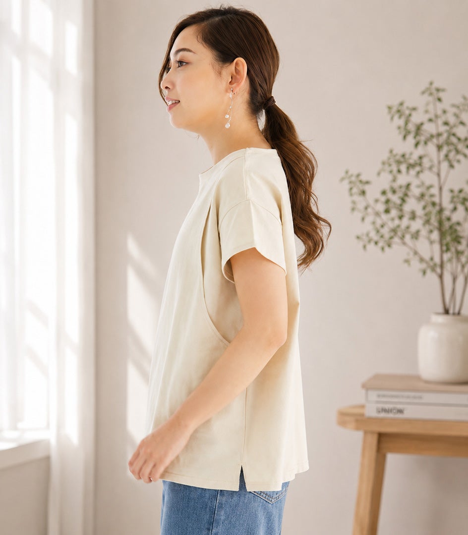 CARINO ベーシックT（半袖） 日本製【授乳服・マタニティウェア・授乳ブラ】