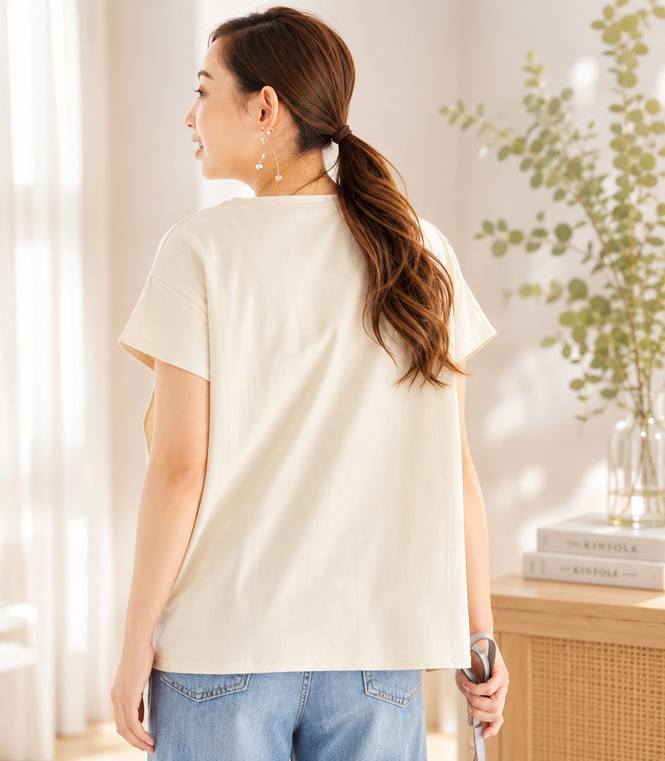 CARINO ベーシックT（半袖） 日本製【授乳服・マタニティウェア・授乳ブラ】