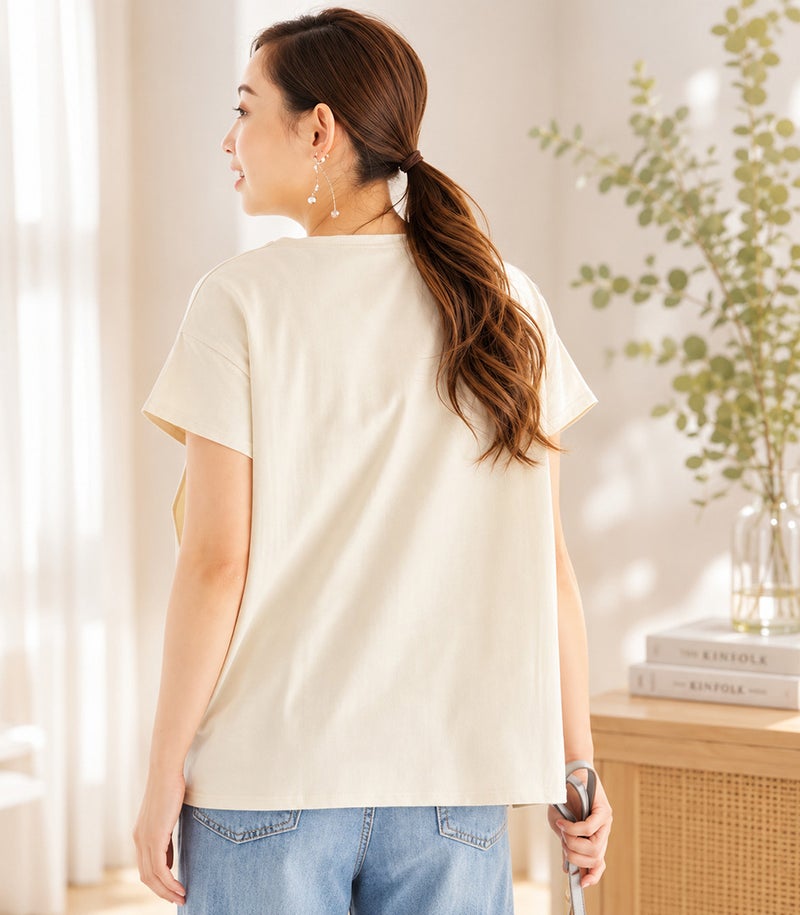 CARINO ベーシックT（半袖） 日本製【授乳服・マタニティウェア・授乳ブラ】