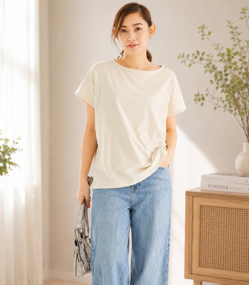 CARINO ベーシックT（半袖） 日本製【授乳服・マタニティウェア・授乳ブラ】