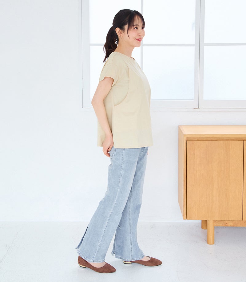 CARINO ベーシックT（半袖） 日本製【授乳服・マタニティウェア・授乳ブラ】