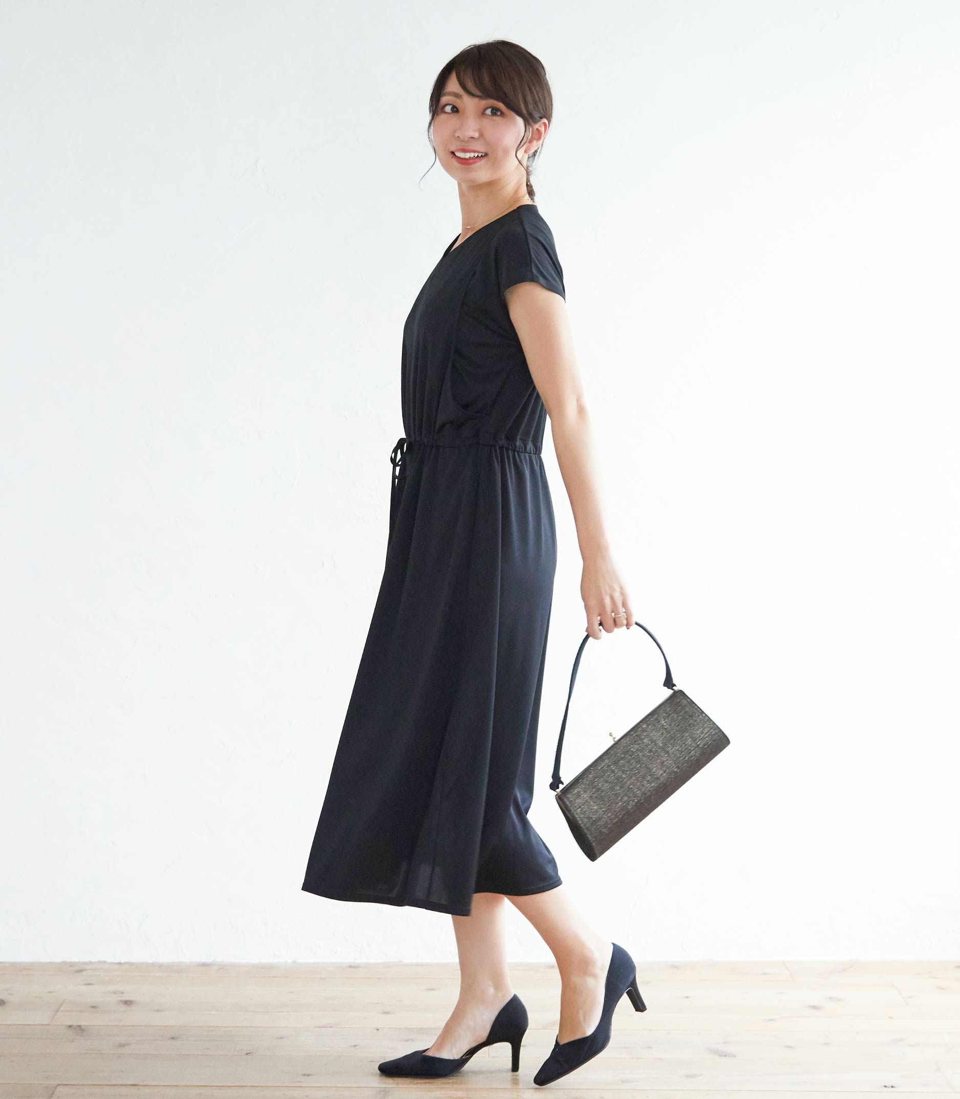 フォーマルフェア10%OFF】スムースリボンワンピース 授乳服 日本製