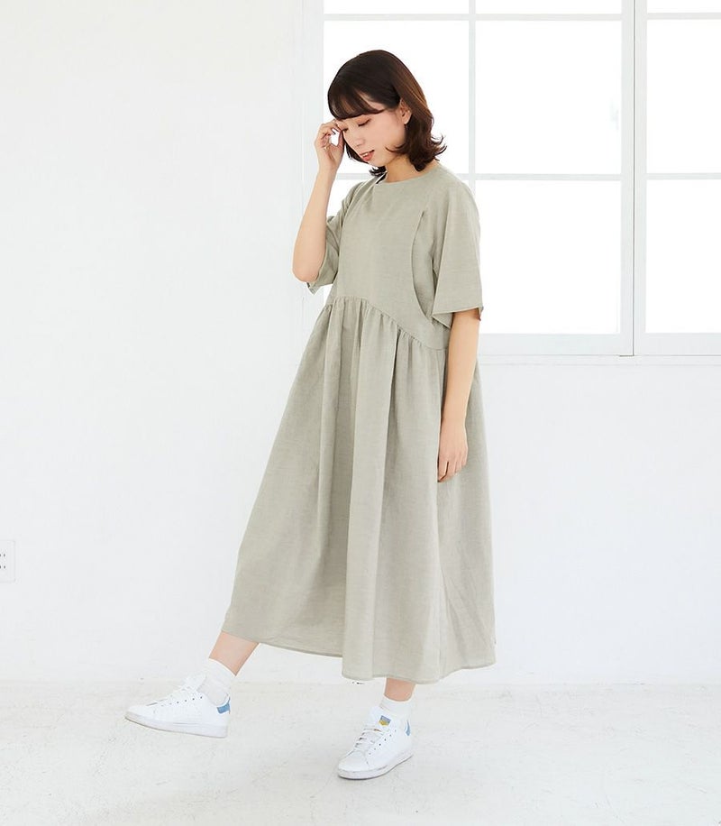 オーガニックガーゼワンピース 授乳服 マタニティ服 日本製【授乳服・マタニティウェア・授乳ブラ】