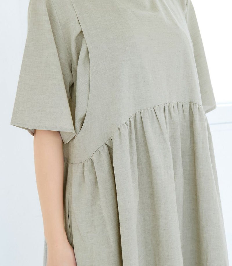 オーガニックガーゼワンピース 授乳服 マタニティ服 日本製【授乳服・マタニティウェア・授乳ブラ】