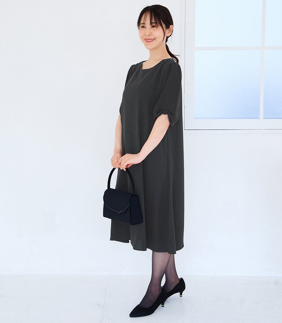 ＜新色＞リボンスリーブワンピース 授乳服 マタニティ服 フォーマル授乳服 日本製【授乳服・マタニティウェア・授乳ブラ】