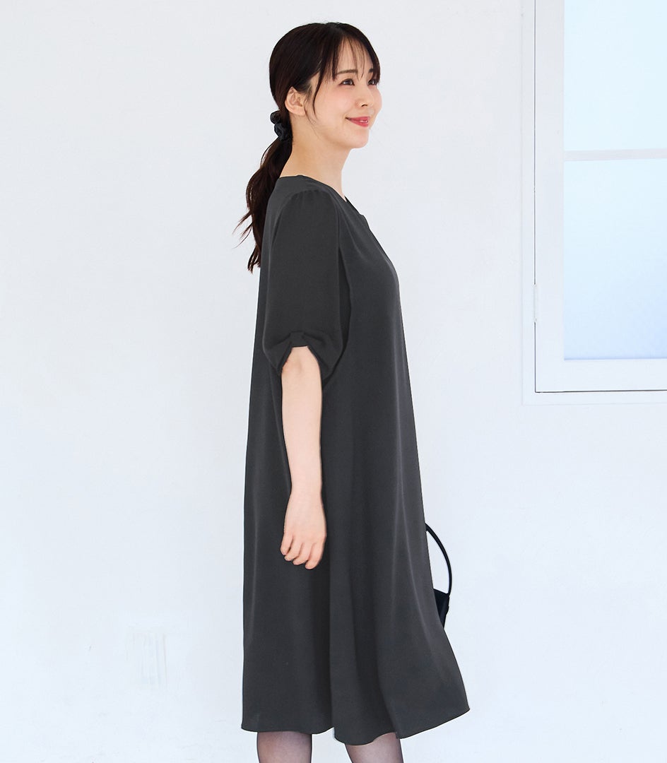＜新色＞リボンスリーブワンピース 授乳服 マタニティ服 フォーマル授乳服 日本製【授乳服・マタニティウェア・授乳ブラ】