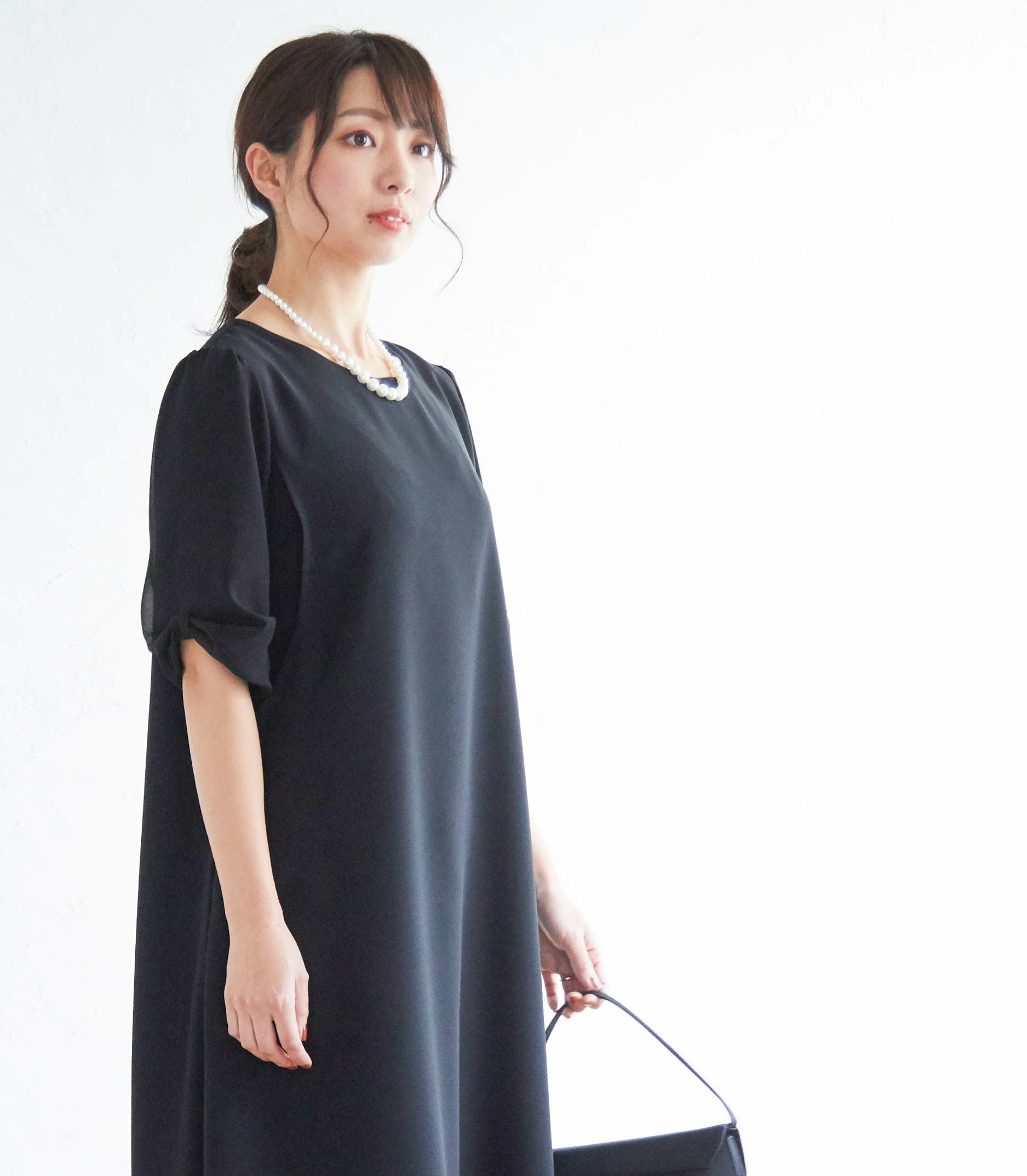 新色＞リボンスリーブワンピース 授乳服 マタニティ服 フォーマル授乳