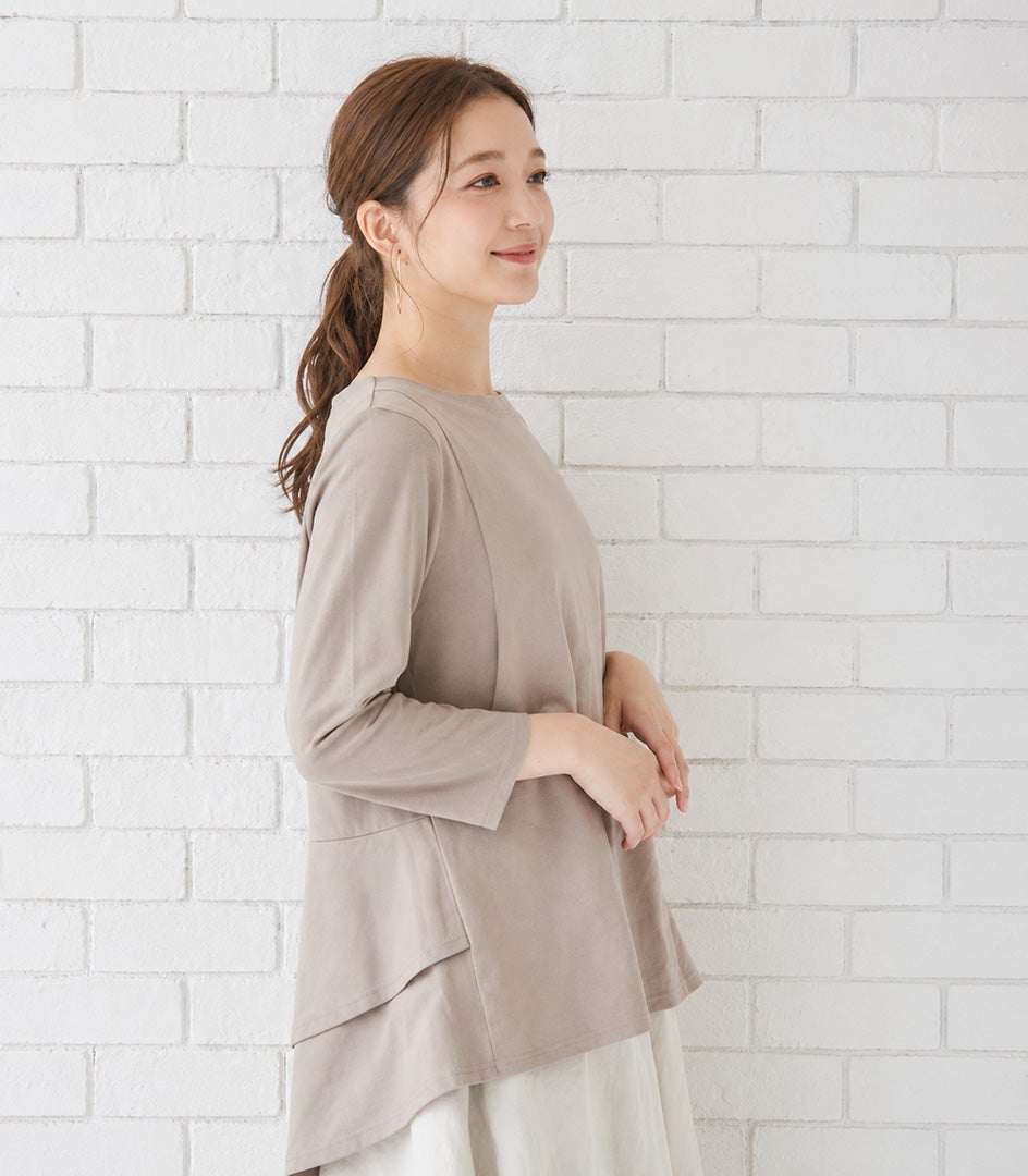 ダブルフレアーカットソー 授乳服 マタニティ服 日本製