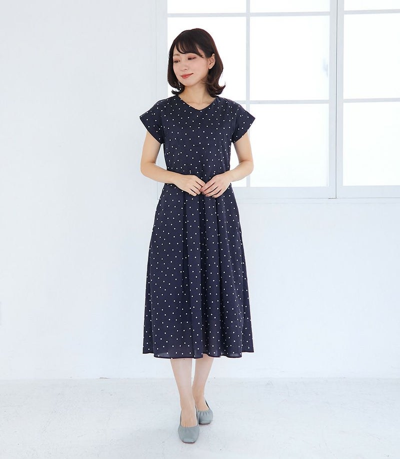 オーガニックドットワンピース 授乳服 マタニティ服 日本製
