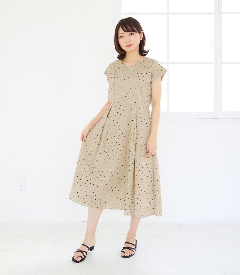 オーガニックドットワンピース 授乳服 マタニティ服 日本製
