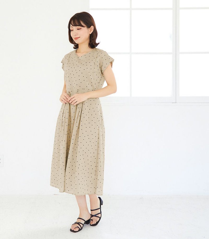 オーガニックドットワンピース 授乳服 マタニティ服 日本製