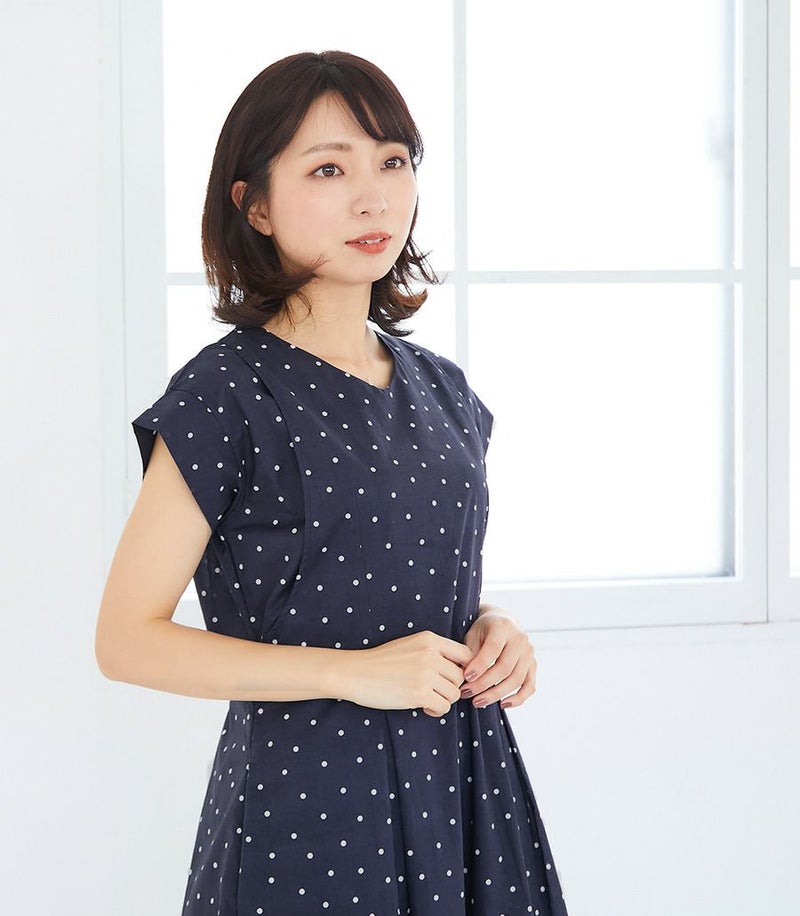 オーガニックドットワンピース 授乳服 マタニティ服 日本製
