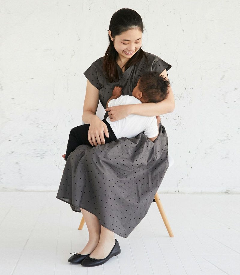 オーガニックドットワンピース 授乳服 マタニティ服 日本製