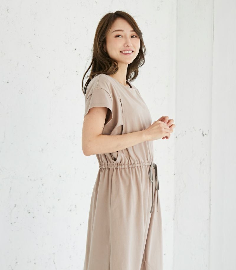 オーガニックウエストギャザーワンピース 授乳服 マタニティ服 日本製
