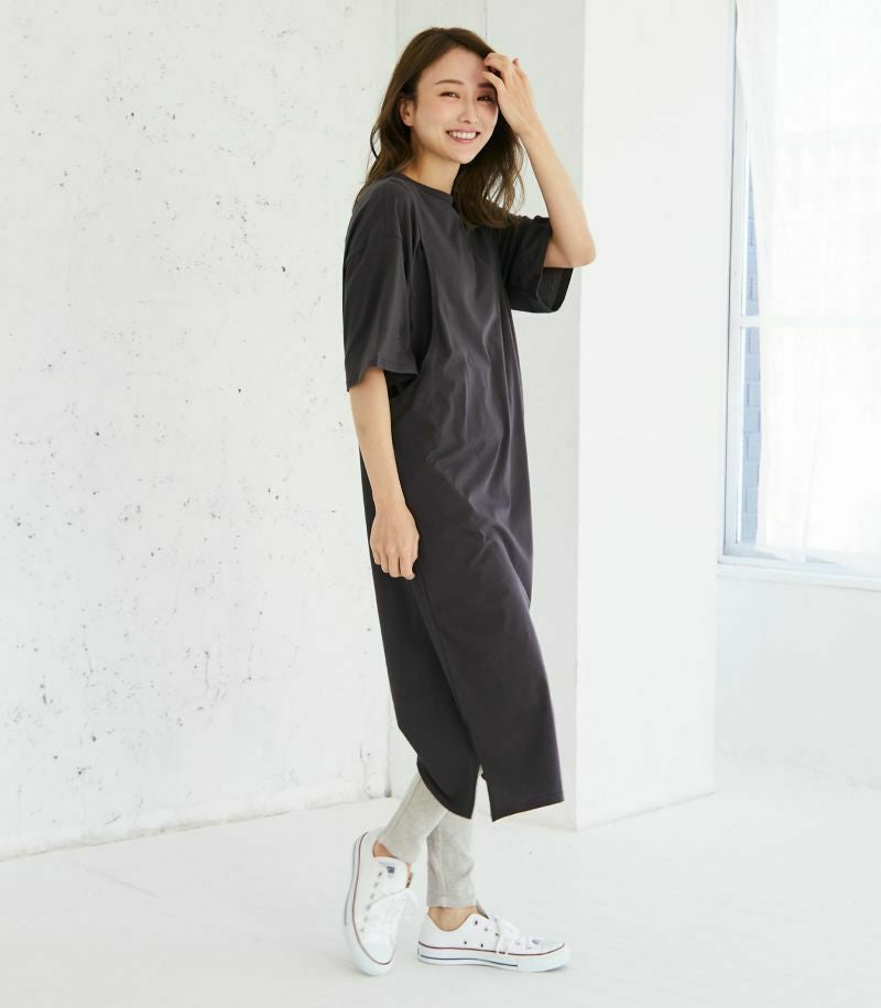 シンプルワンピース 授乳服 マタニティ服 日本製