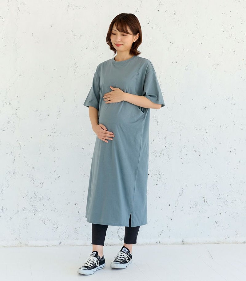 シンプルワンピース 授乳服 マタニティ服 日本製