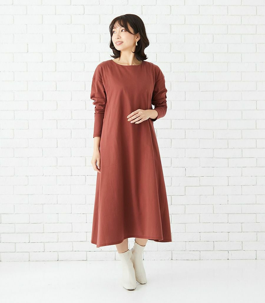 Aラインフレアーワンピース 授乳服 マタニティ服 日本製 授乳服