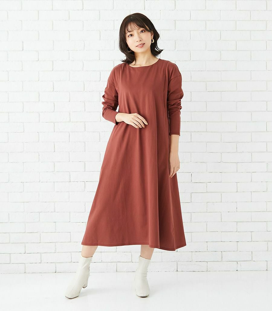 Aラインフレアーワンピース 授乳服 マタニティ服 日本製 授乳服