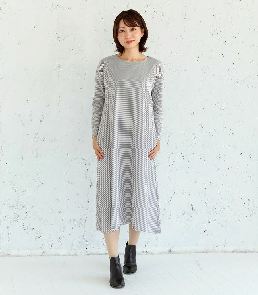 モーハウス　授乳ワンピース グレー Aラインフレアーワンピース 授乳服 マタニティ服 日本製 授乳服